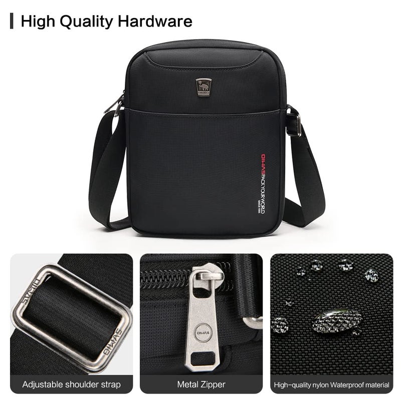 OIWAS Crossbody Bags for Men Messenger Shoulder Bag, Nylon Travel Purse Sling Women satchel for work Business (black) - Image 4