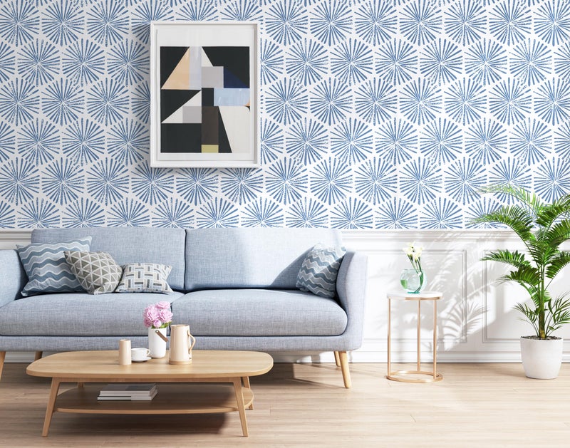 Guvana 17.3''Ã—118'' Peel and Stick Wallpaper Blue and White Wallpaper Modern Geometric Contact Paper for Bathroom Bedroom Striped Self-Adhesive Wall Paper for Cabinets Drawer - Image 4