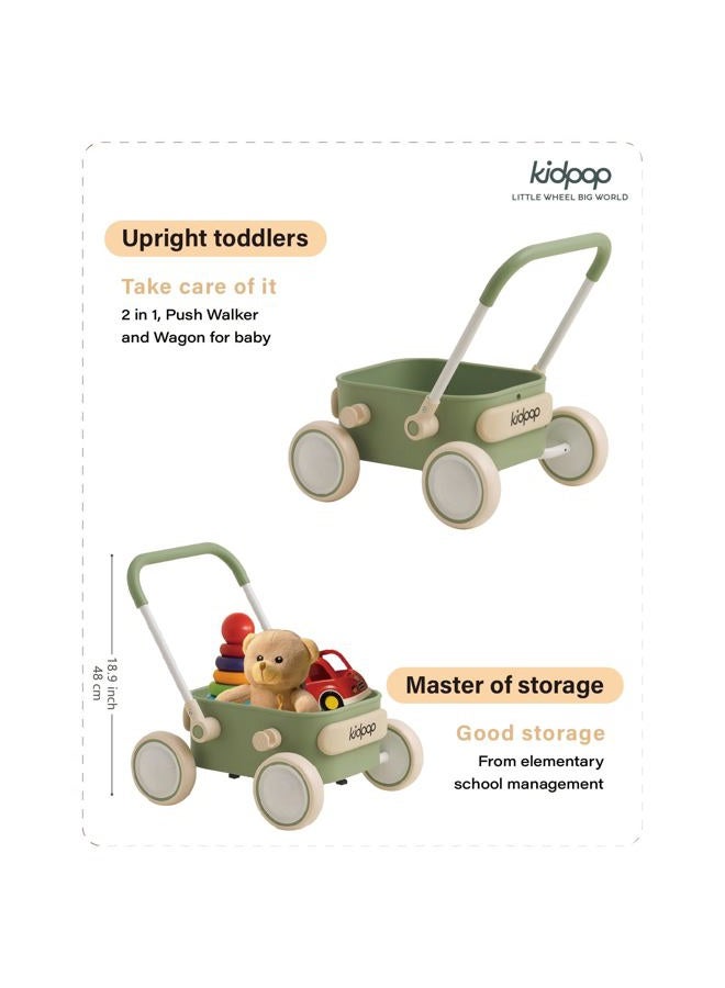 Kidpop PULA Baby Push Walker with Wheels Toddler Wagon for First Learner Baby Toys 6-12 Months, 1 Year Old Birthday Gifts, Indoors and Outdoors (Green) - Image 3