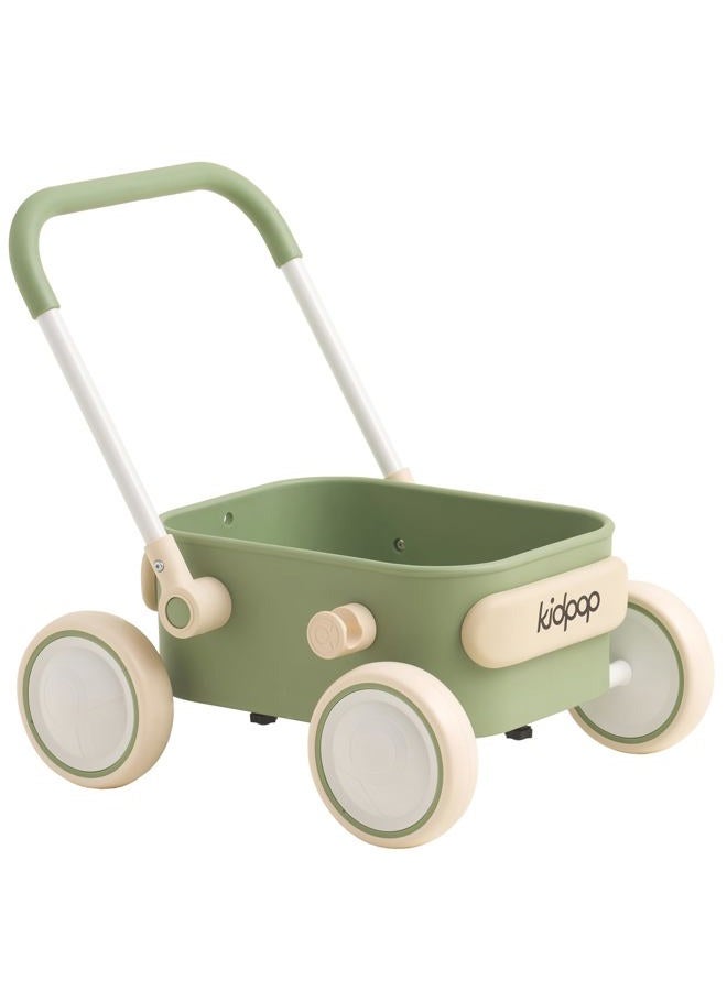 Kidpop PULA Baby Push Walker with Wheels Toddler Wagon for First Learner Baby Toys 6-12 Months, 1 Year Old Birthday Gifts, Indoors and Outdoors (Green) - Image 1