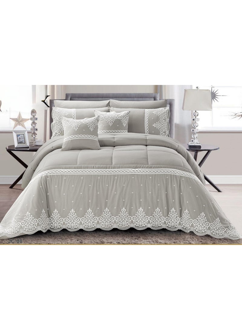 8-Piece Double Bedspread Set with Lace and Patterned Design (Quilt Size: 260 x 240 cm)