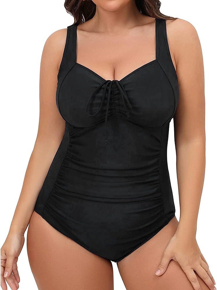 2025 Plus Size Swimsuit Women Solid Color Backless Belly Slim S-5Xl Swimsuit Women - Image 2