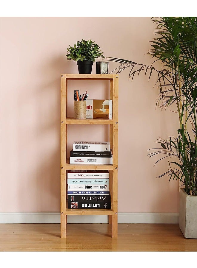 وحدة تخزين رف الخيزران، رف تخزين من 4 طبقات، وحدة رفوف قائمة بذاتها، حامل زاوية قابل للتعديل، حامل عرض زهرة النبات لغرفة المعيشة، الشرفة، المدخل، الحمام، المطبخ - Image 2