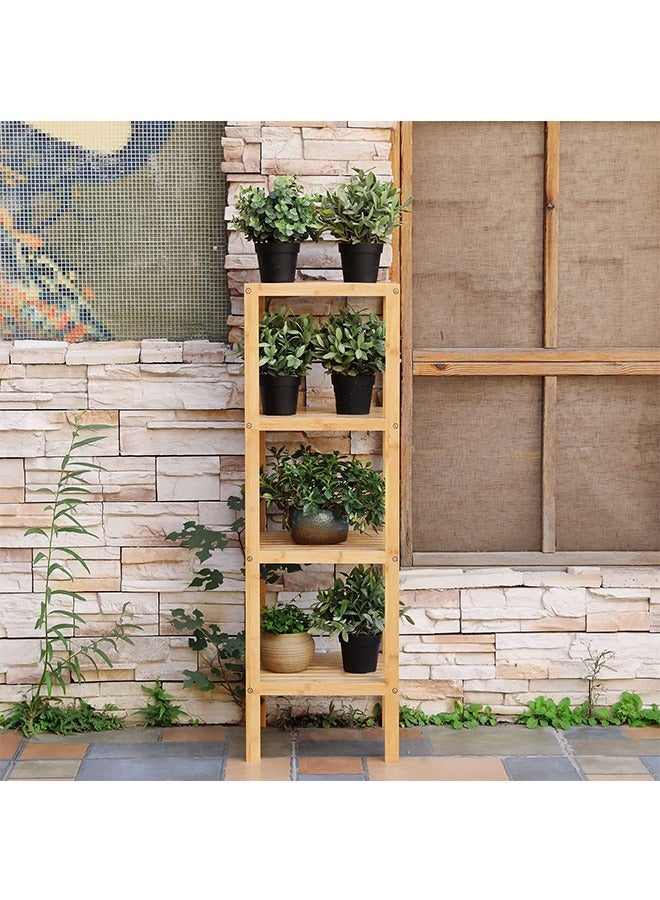 وحدة تخزين رف الخيزران، رف تخزين من 4 طبقات، وحدة رفوف قائمة بذاتها، حامل زاوية قابل للتعديل، حامل عرض زهرة النبات لغرفة المعيشة، الشرفة، المدخل، الحمام، المطبخ - Image 3