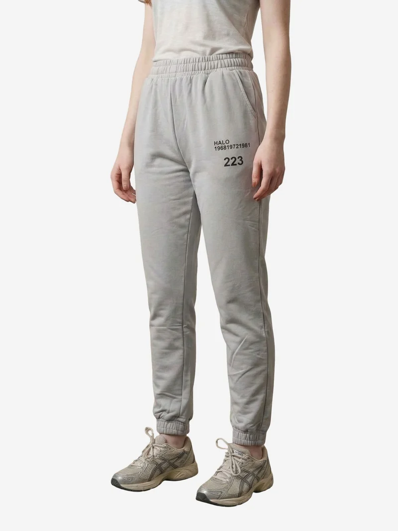 My Fashion Light Grey MY FASHION Mid-Waist Printed Cotton Lycra Joggers for Women | Best Price UAE