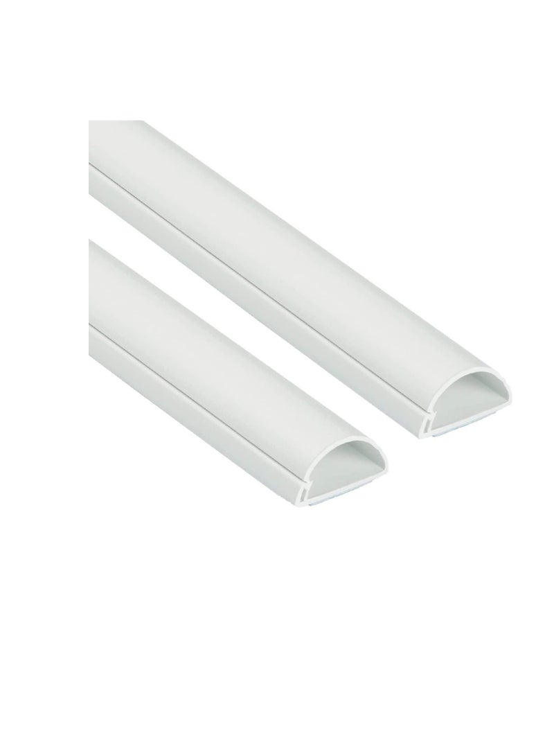 1 Meter White Floor PVC Trunking With Self Adhesive Red Sticker Wall Cord Cover Cable Concealer On-Wall Wire Cover Paintable Cable Management - Pack of 2 (10x35MM, White)  - Image 1