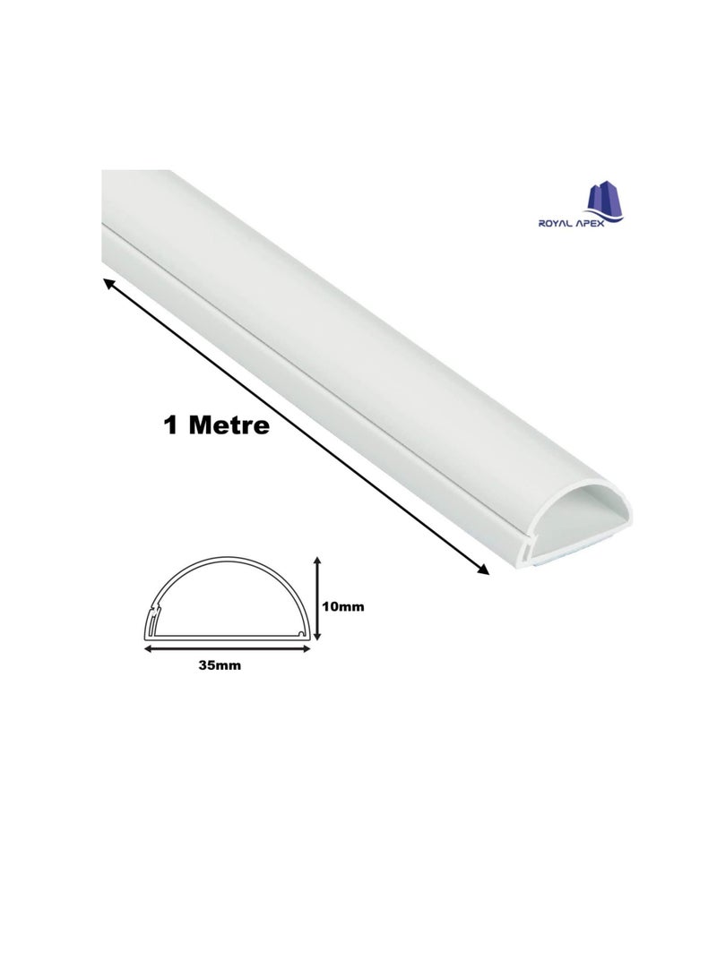 1 Meter White Floor PVC Trunking With Self Adhesive Red Sticker Wall Cord Cover Cable Concealer On-Wall Wire Cover Paintable Cable Management - Pack of 2 (10x35MM, White)  - Image 2