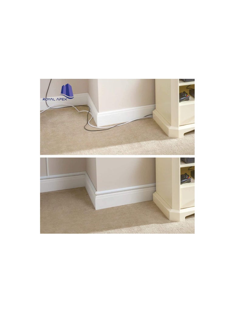 1 Meter White Floor PVC Trunking With Self Adhesive Red Sticker Wall Cord Cover Cable Concealer On-Wall Wire Cover Paintable Cable Management - Pack of 2 (10x35MM, White)  - Image 3