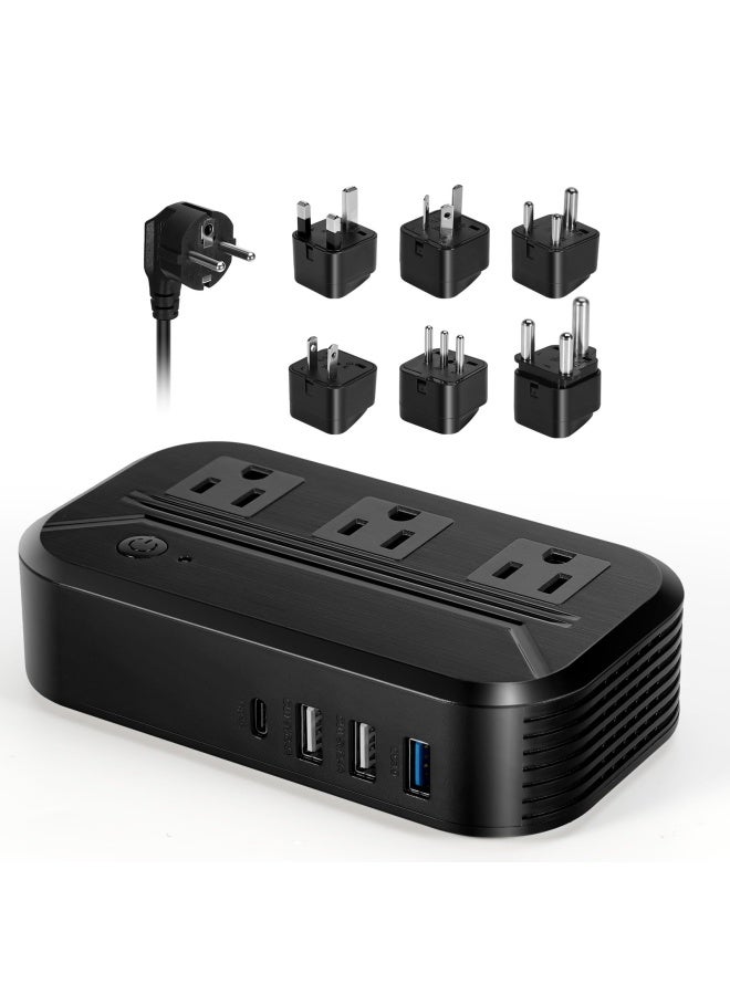 Voltage Converter 2300W International Power Converter Step Down 220V 240V To 110V 120V Travel Adapter Transformer W 4 Usb 3 Ac Outlets 7 Worldwide Plug Adapters Eu Us Au It Uk India South Africa - Image 1