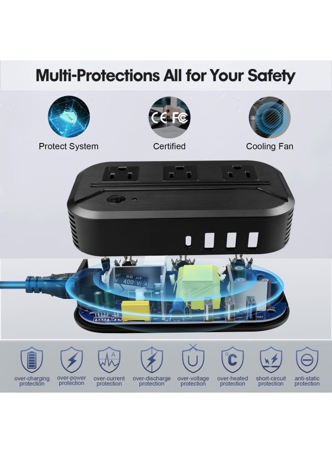 Voltage Converter 2300W International Power Converter Step Down 220V 240V To 110V 120V Travel Adapter Transformer W 4 Usb 3 Ac Outlets 7 Worldwide Plug Adapters Eu Us Au It Uk India South Africa - Image 4