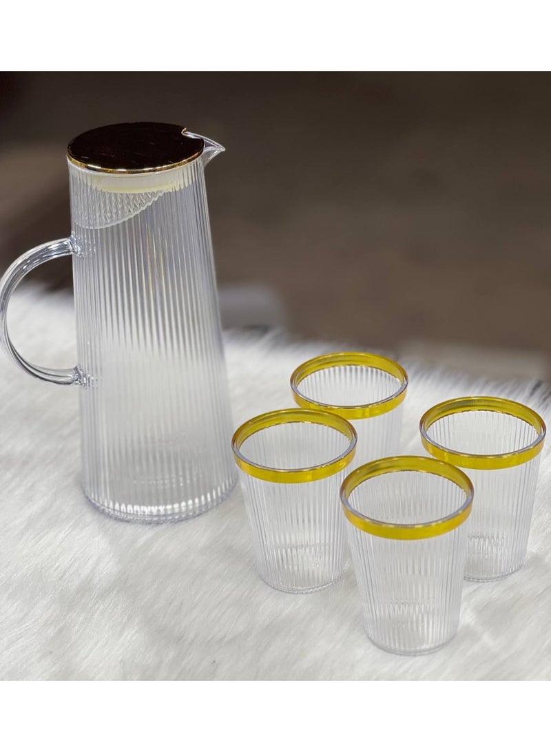 طقم تقديم مشروبات اكريليك دورق 1,7 لتر +كوب 4 قطع