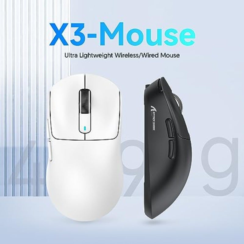ATTACK SHARK X3 49g Ultralight Mouse PixArt PAW3395 Gaming Sensor BT 2.4G Wireless Wired Gaming Mouse 26000 DPI 200 Hours Battery Office Mice for Win11 Xbox PS Mac White - Image 2