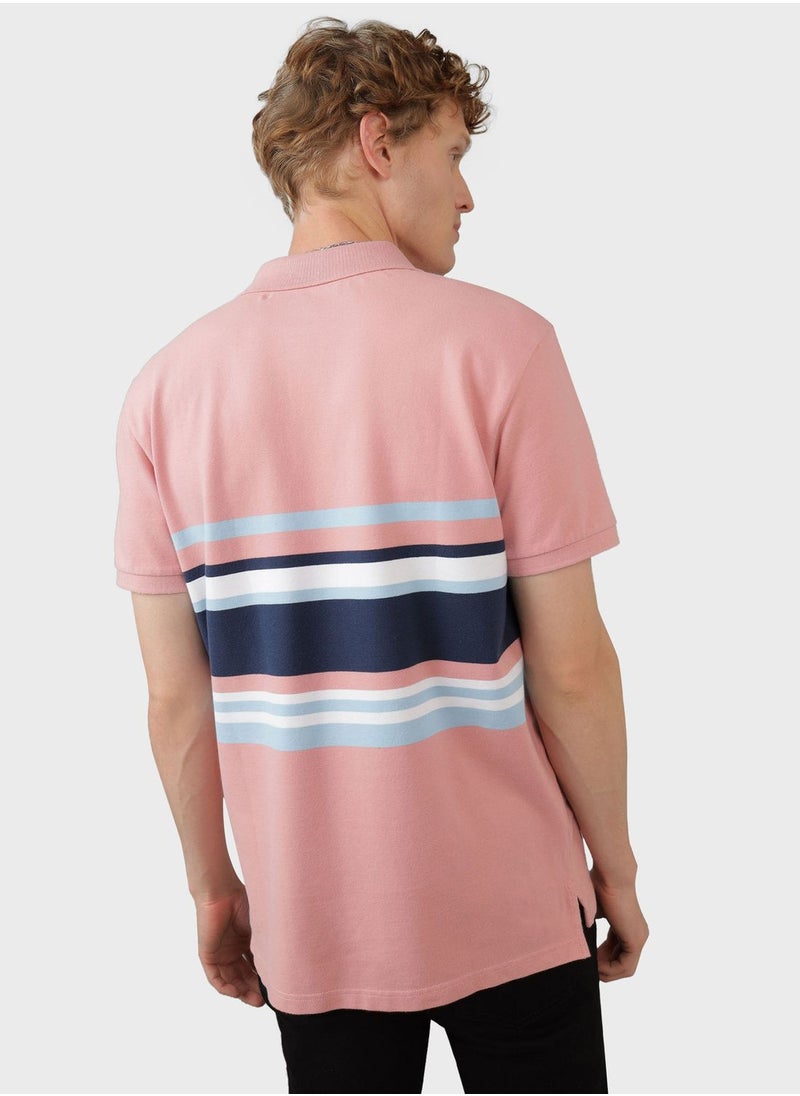 American Eagle - Striped Logo Print  Polo - Image 1
