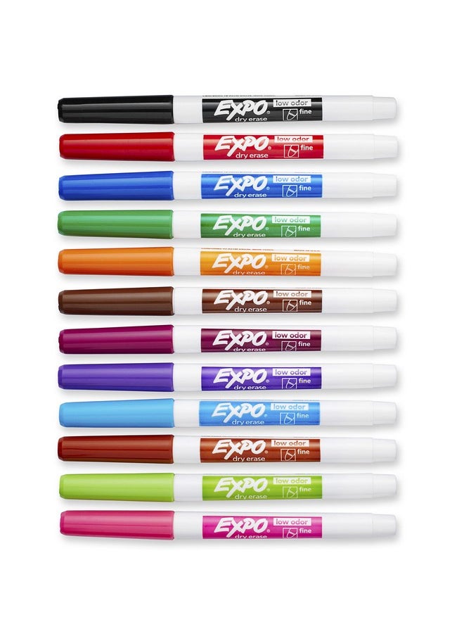 Expo EXPO Low Odor Dry Erase Markers, Fine Tip, Assorted Colors, 12 Count  - Image 2