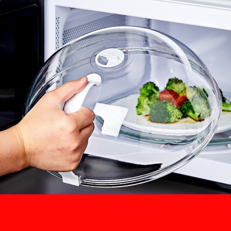 Microwave Splatter Cover: Clear Heat Resistant Plastic With Vent Hole & Handle - Multi-Use Microwave Lid for Home Kitchen Food Heating, Storage - Image 5