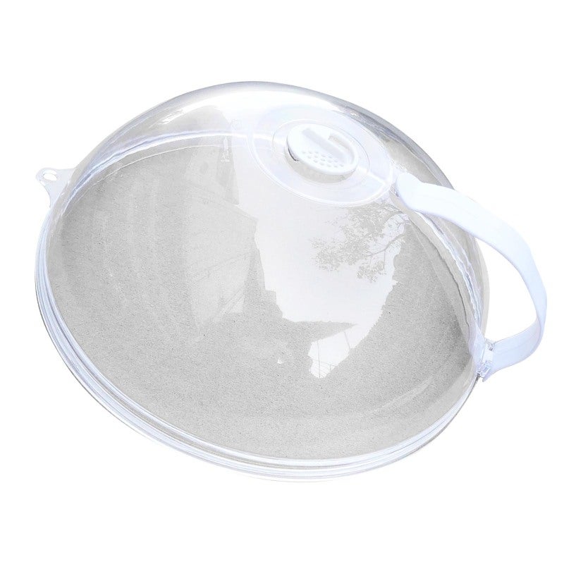 Microwave Splatter Cover: Clear Heat Resistant Plastic With Vent Hole & Handle - Multi-Use Microwave Lid for Home Kitchen Food Heating, Storage - Image 2
