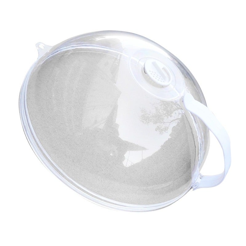 Microwave Splatter Cover: Clear Heat Resistant Plastic With Vent Hole & Handle - Multi-Use Microwave Lid for Home Kitchen Food Heating, Storage - Image 4