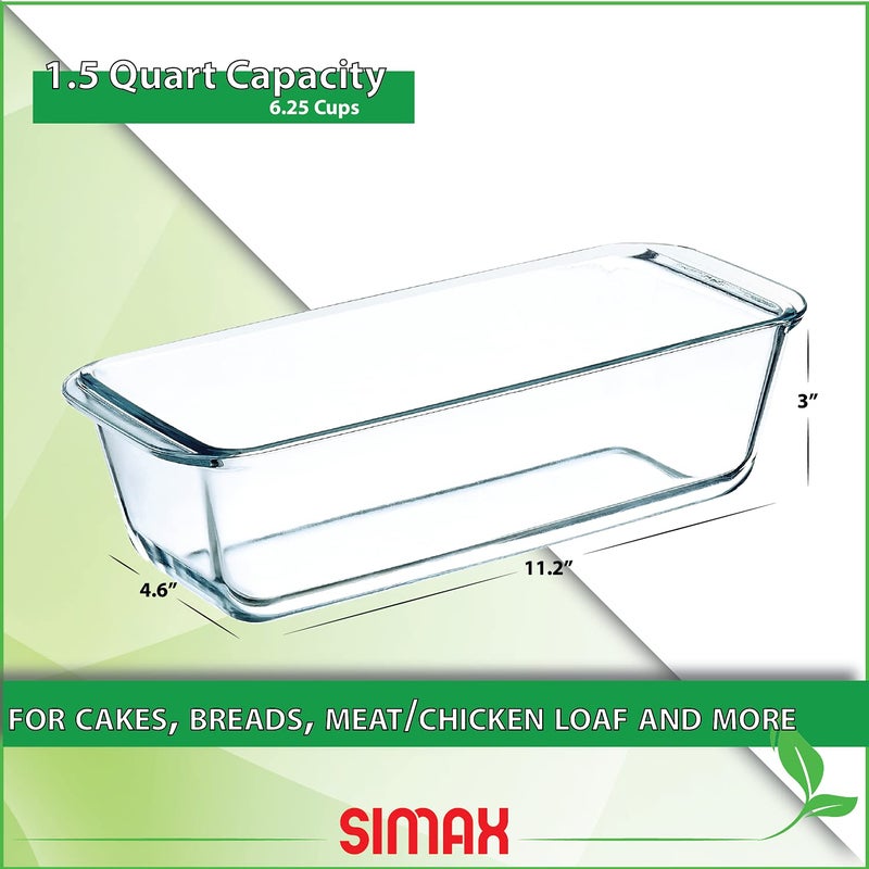 SIMAX Glassware Classic 1.5 Quart Loaf Dish, Glass Loaf Pan, Heat, Cold and Shock-Proof Borosilicate Glass, Made in Europe, Dishwasher Safe, 11â€ x 4.8â€ x 3â€ - Image 4