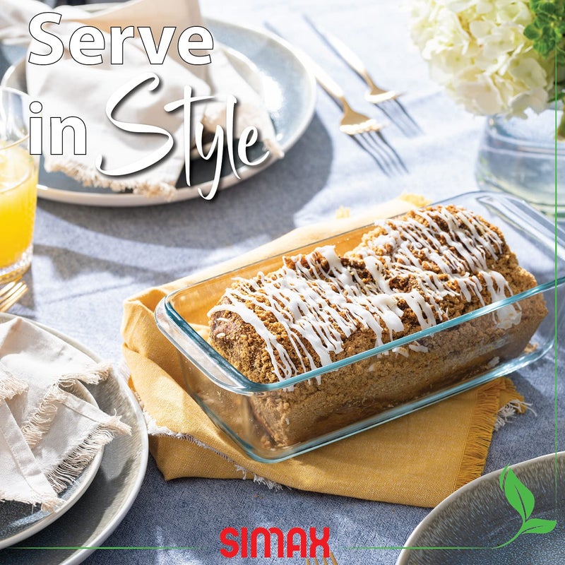 SIMAX Glassware Classic 1.5 Quart Loaf Dish, Glass Loaf Pan, Heat, Cold and Shock-Proof Borosilicate Glass, Made in Europe, Dishwasher Safe, 11â€ x 4.8â€ x 3â€ - Image 2