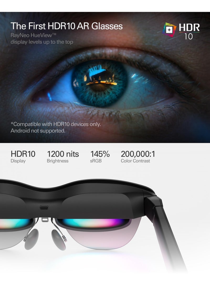 RayNeo Air 4 Pro AR/XR Glasses - HDR10 201" Video Display, 120Hz 3D Movie & Gaming Smart Glasses, USB-C Plug & Play for iPhone 17/16/15, Android, Switch 2, PS5, Steam Deck - Image 2
