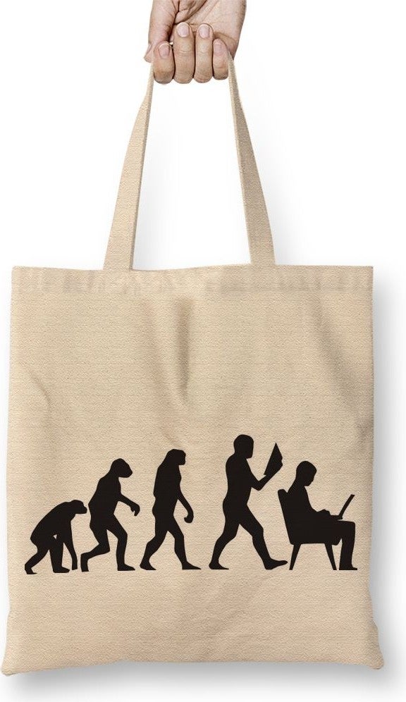 Baskı Dükkanı Print Shop Evolution Tote Bag Long Handle 