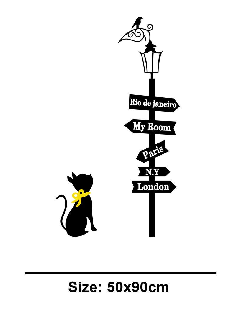 Spoil Your Wall Cat Looking at Directions Design Wall Decal - Wall Arts Home Décor - Wall Sticker, 50x90 cm by Spoil Your Wall  - Image 3