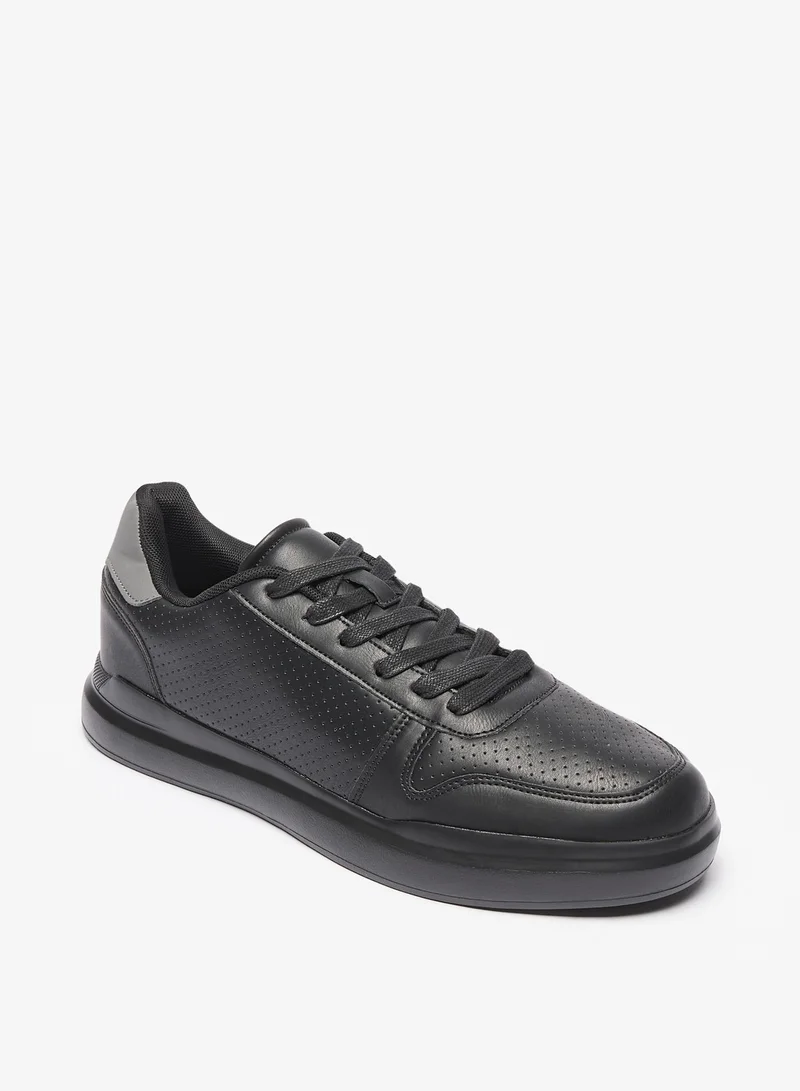 LBL by Shoexpress Mens Perforated Casual Sneakers with Panel Detail and Lace-Up Closure