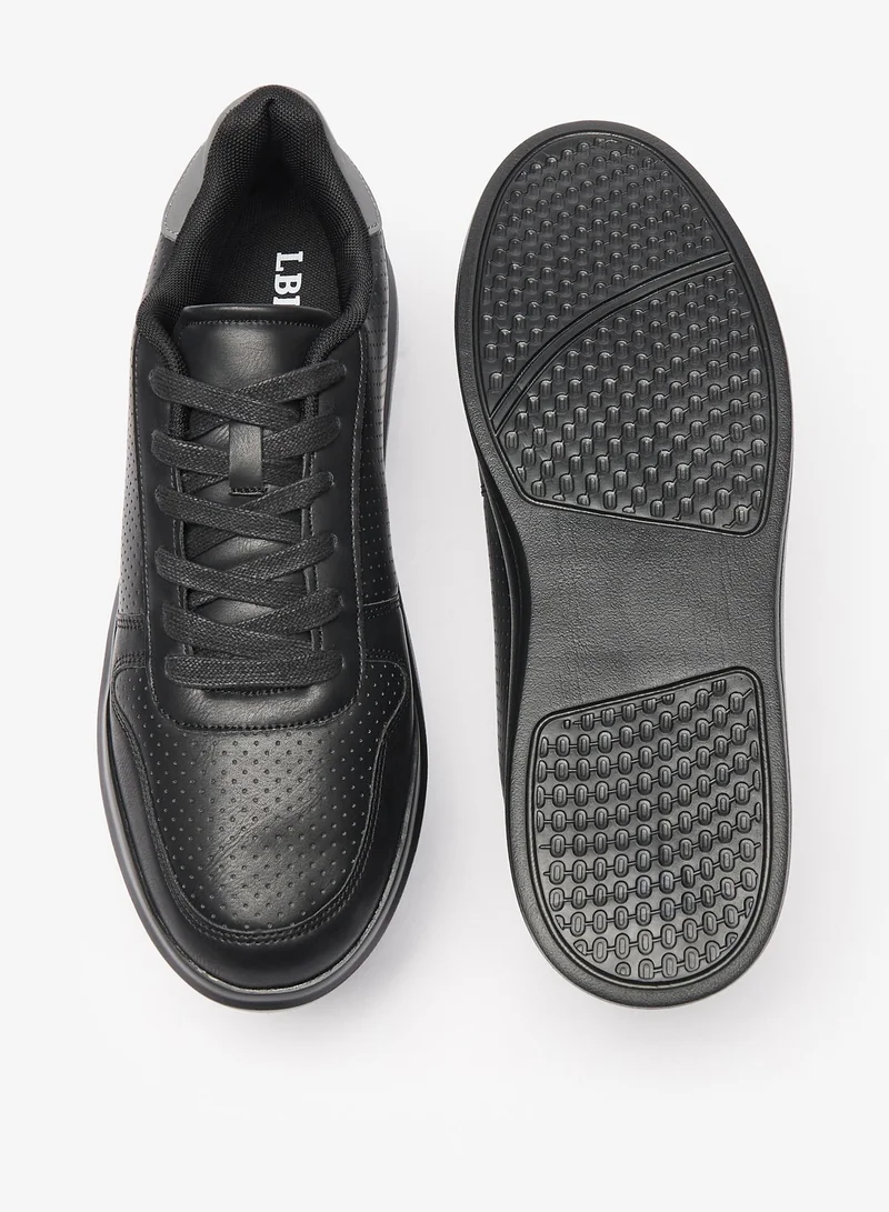 LBL by Shoexpress Mens Perforated Casual Sneakers with Panel Detail and Lace-Up Closure
