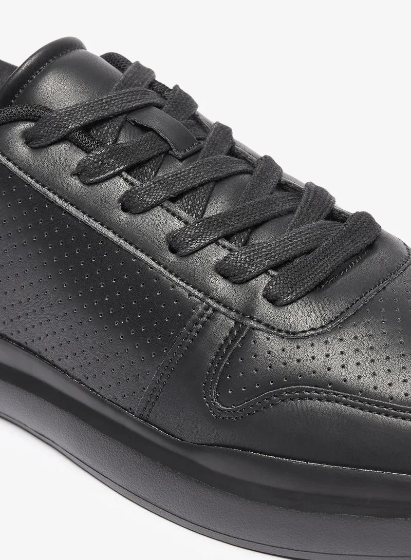 LBL by Shoexpress Mens Perforated Casual Sneakers with Panel Detail and Lace-Up Closure