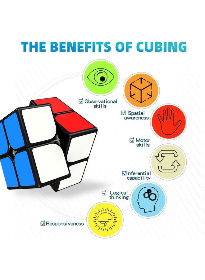 Cubelelo Drift 2x2, 3x3 & Pyraminx Combo (Black) | Stickered Speed Cubes Set | Smooth Turning & Durable | Ideal for Beginner & Intermediate Cubers for Kids & Adults
