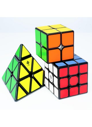 Cubelelo Drift 2x2, 3x3 & Pyraminx Combo (Black) | Stickered Speed Cubes Set | Smooth Turning & Durable | Ideal for Beginner & Intermediate Cubers for Kids & Adults - pzsku/ZEFC9667265FF6E9C3267Z/45/1743077641/7b4fd906-9b5c-458e-ad8b-78e5929d99d1