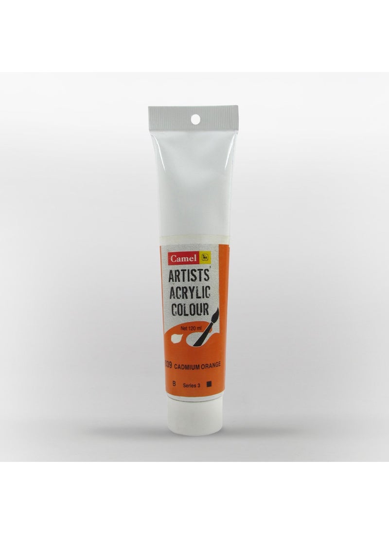 camel Camlin Kokuyo Artist Acrylic Colour Tubes 120ml Cadmium Orange 039 