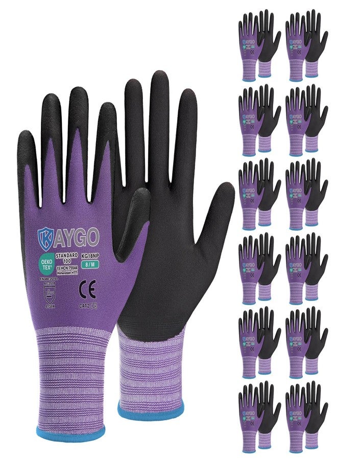 KAYGO Safety Work Gloves MicroFoam Nitrile Coated, 3 Pairs KG18NB,Seamless Knit Nylon Glove for Men and Women, Ideal for Automotive,Warehouse,Construction (Medium,Purple) - Image 1
