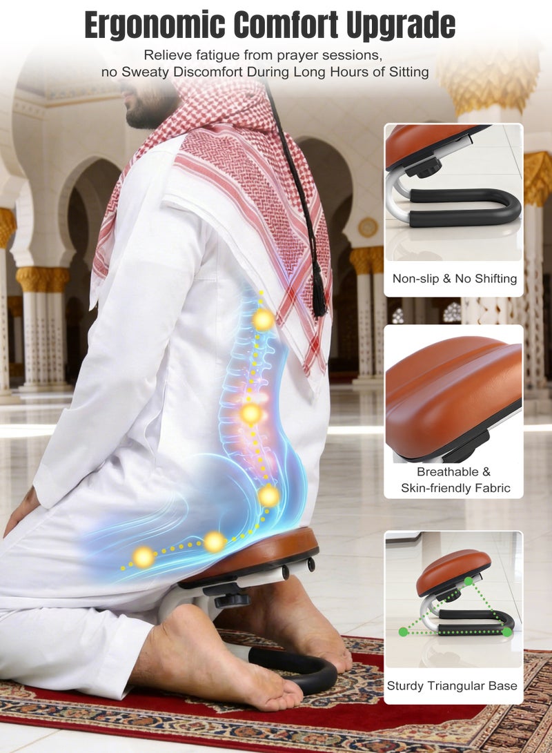 نكومي المقعد السجدي للصلاة | مقعد سجدة قابل للتعديل في الارتفاع مع غطاء مضاد للانزلاق، كرسي التأمل، تصميم أنثروبولوجي لتحقيق وضعية صلاة مريحة، كرسي التأمل لجلسة التأمل، كرسي السجود للركوع والسجود - Image 2