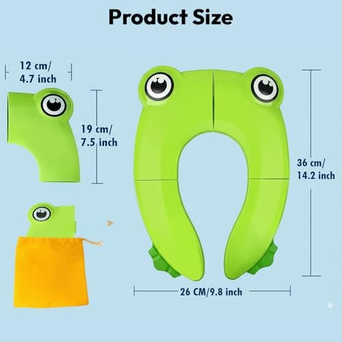 StarAndDaisy Uonibaby by StarAndDaisy Baby Potty Training Seat – Foldable Toddler Toilet Seat with Cute Frog Design, Non-Slip & Portable Kids Toilet Trainer for Boys & Girls - Green - Image 5