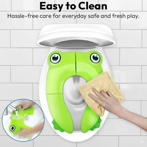 StarAndDaisy Uonibaby by StarAndDaisy Baby Potty Training Seat – Foldable Toddler Toilet Seat with Cute Frog Design, Non-Slip & Portable Kids Toilet Trainer for Boys & Girls - Green - Image 2