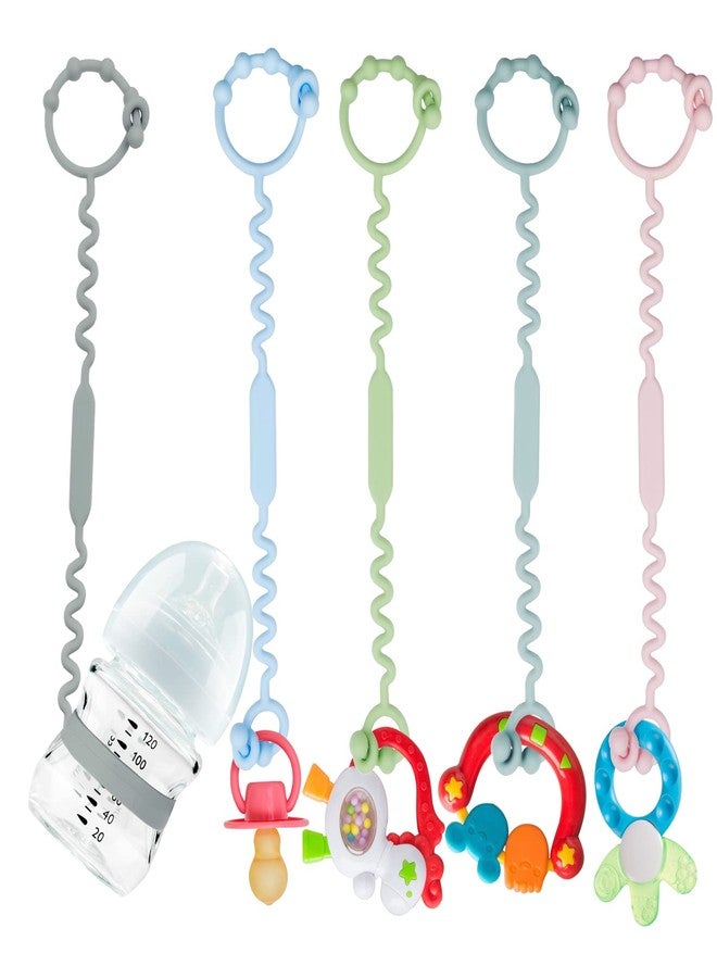 Yunaeduo Toy Straps for Baby, 5 Pack Silicone Toy Straps for Stroller, Toy Safety Straps for Toy, Sippy Cup Straps, Adjustable Toy Holder for Stroller, High Chair - BPA Free - Image 1