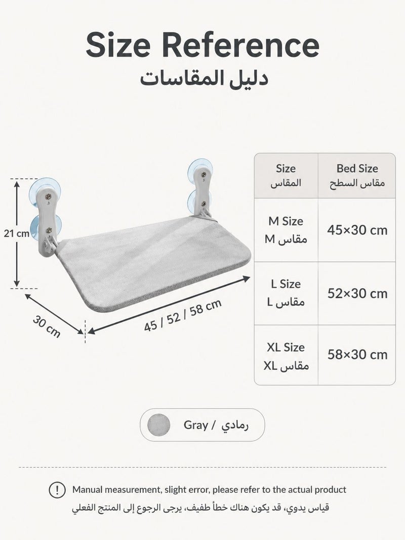 سرير أرجوحة نافذة للقطط عالمي بشفاطات قوية لتثبيت آمن، سرير للاستلقاء تحت الشمس للحيوانات الأليفة يُستخدم على حافة النوافذ والشرفات - Image 4