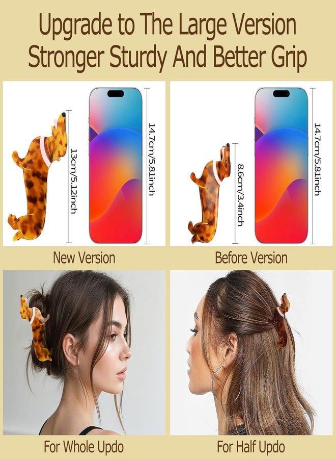 هابدو، قطعة واحدة، مشابك شعر كبيرة على شكل كلب داشهوند (5.1 بوصة)، هدية مثالية للنساء، مصنوعة من الأسيتات، هدية رائعة لمحبي الكلاب، إكسسوارات شعر لطيفة للحيوانات الأليفة، هدية مثالية لعيد الميلاد وأعياد الميلاد. - Image 3