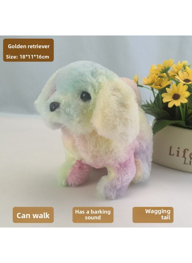 Toy Dog Children Plush Electric Toy Walking Dog Electric Dog Stall Electronic Puppy Pet-Color:Golden Retriever (colorful)  - Image 1