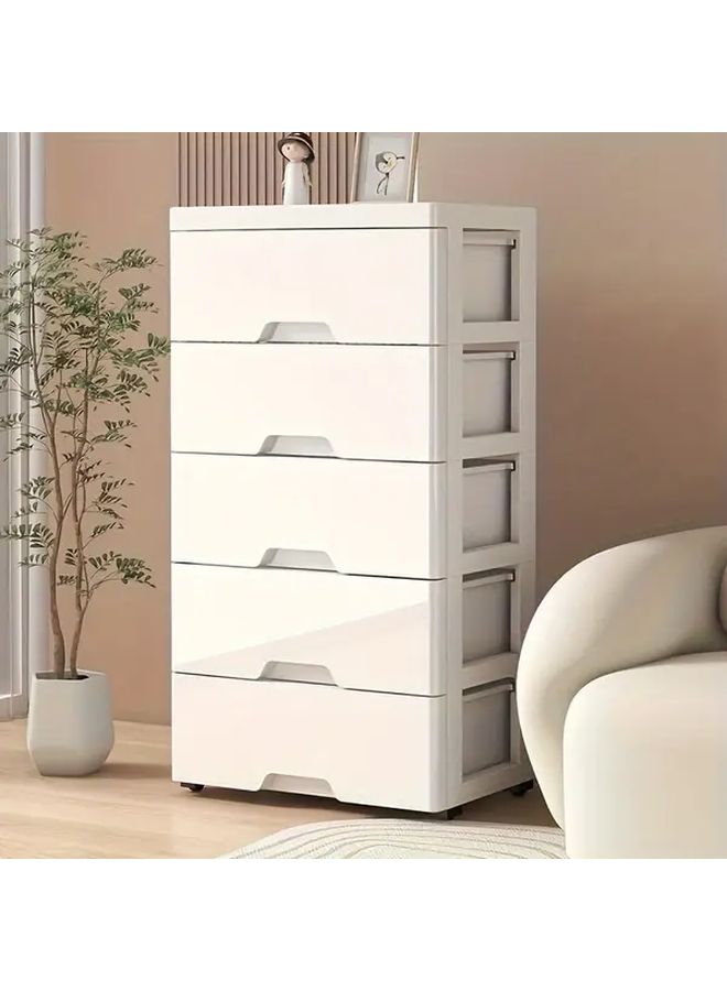 5 Drawer White Plastic Storage Cabinet Organizer Stackable Bedroom Office Closet - Image 1