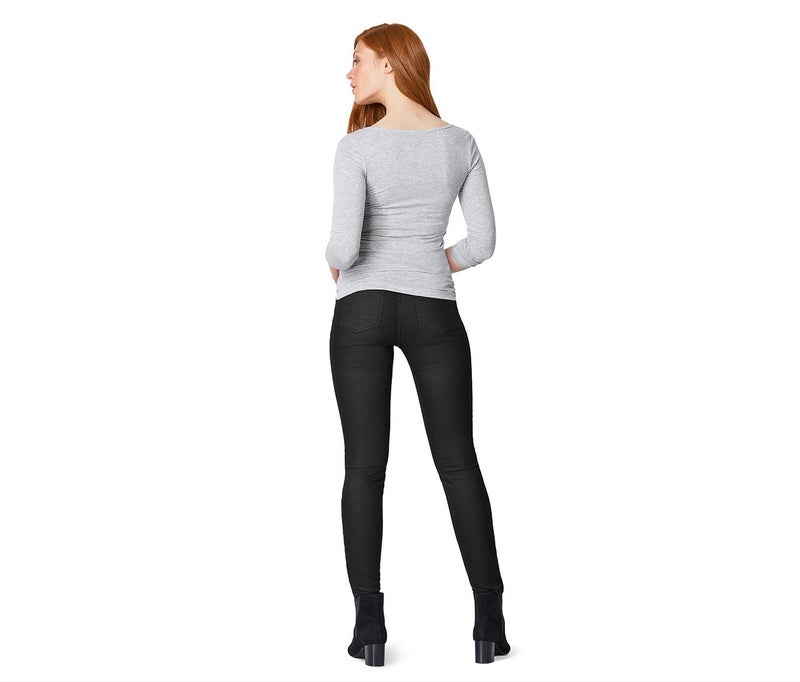 Tchibo Women Regular Fit Plain Striaght Leg Pants, Black  - Image 2