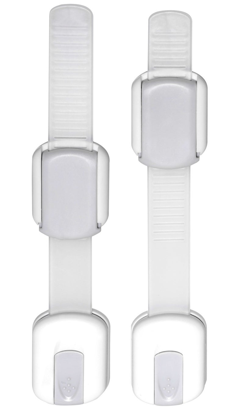 Adjustable Reusable Child Safety Cabinet Locks Latches Baby Proofing Door Window Cabinet Toilet Refrigerator Lock Child Safety Strap Locks with Adhesive Pads Pack of 2 Silver Wonderkid