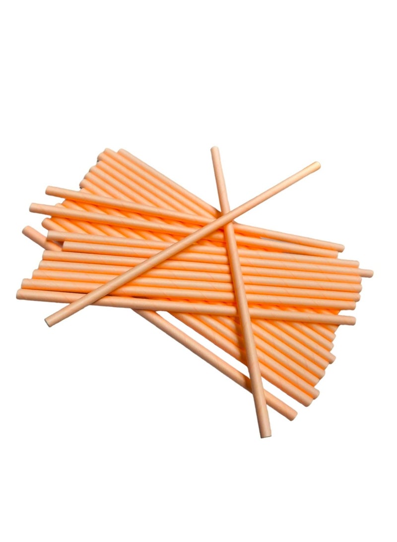 Party Time 25 Pieces Disposable Drinking Paper Straws 6mm Peach Color Party Tableware Supply - Image 1