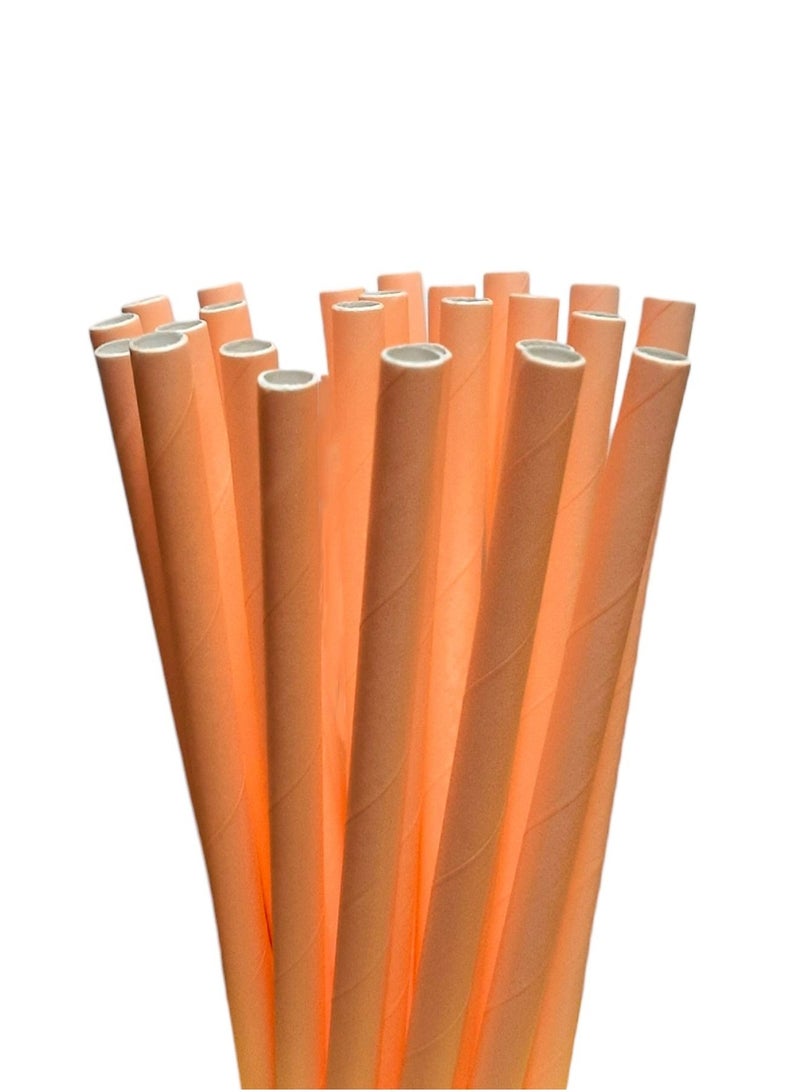 Party Time 25 Pieces Disposable Drinking Paper Straws 6mm Peach Color Party Tableware Supply - Image 2