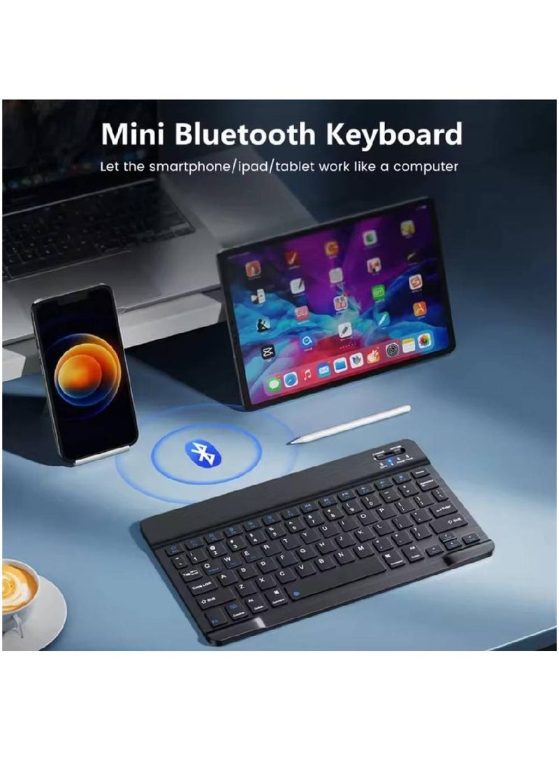 ZOOMEE 10-Inch Ultrathin Wireless Bluetooth Backlight Keyboard, [7 Color Backlit] Rechargeable Keyboard Compatible with iPad Samsung Tablet, iPhone Smartphone, iOS, Android Tablets Phone, Black - Image 2