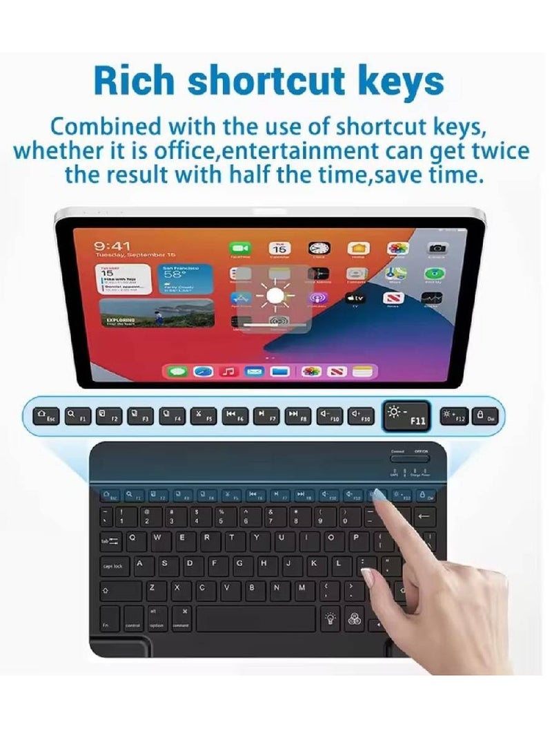 ZOOMEE 10-Inch Ultrathin Wireless Bluetooth Backlight Keyboard, [7 Color Backlit] Rechargeable Keyboard Compatible with iPad Samsung Tablet, iPhone Smartphone, iOS, Android Tablets Phone, Black - Image 4