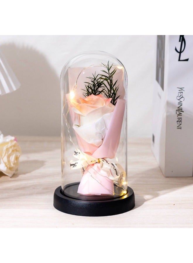 Experience timeless elegance with the Rose Inside a Glass Dome, inspired by the magical story of "Beauty and the Beast." This stunning artificial red rose symbolizes everlasting love, making it a perfect, thoughtful gift for women on any special occasion.  - Image 4