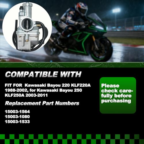 Rebuiman KLF220 Carburetor for Kawasaki Bayou 220 1988-2002，for Bayou 250 KLF250 2003-2011 Carb with Fuel Filter and Fuel Gas Petcock Valve Switch - Image 4