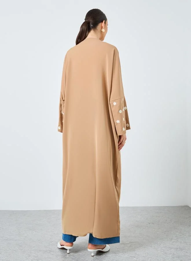 Take Two Take Two Embroidery Sleeve Open Front Abaya